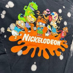 Nickelodeon 90s Characters Bleach Wash Long Sleeve Shirt Mens Sz M Black Rugrats