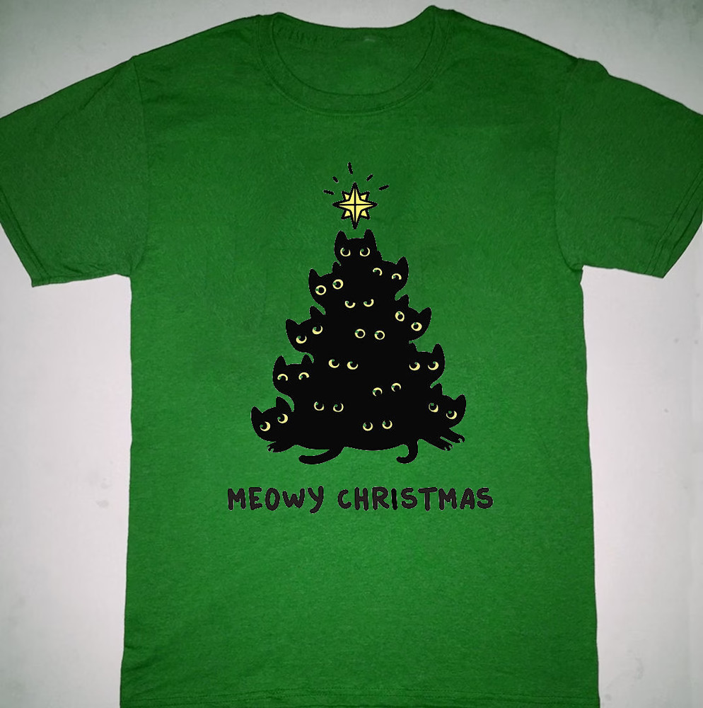 Rare Cats Christmas Tree Cotton Tee Gift For Fan S to 5XL Green T-shirt