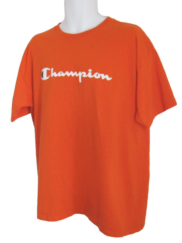 Champion Athletic T Shirt Mens 1XL Orange Logo Graphic Streetwear Tee
