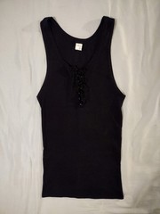 Vintage Men’s Black tank top Black Lace Up Tank Top Men’s Large
