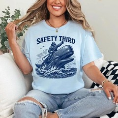 Safety Third Funny Sarcastic Nautical Whale Rider Joke Unisex T-Shirt