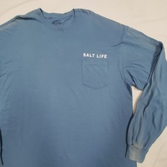 2XL Salt Life Coastal Blue Aquatic Journey Fade T-Shirt 52″ FLAW