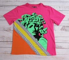 Hudson Outerwear Pink Orange Green Medusa Graphic Short Sleeve T-Shirt Mens XL