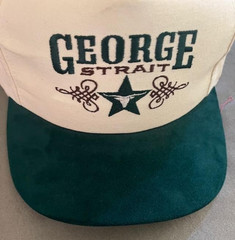 RARE Vintage George Strait Forest Green & Maroon Lettering w/Leather Bill