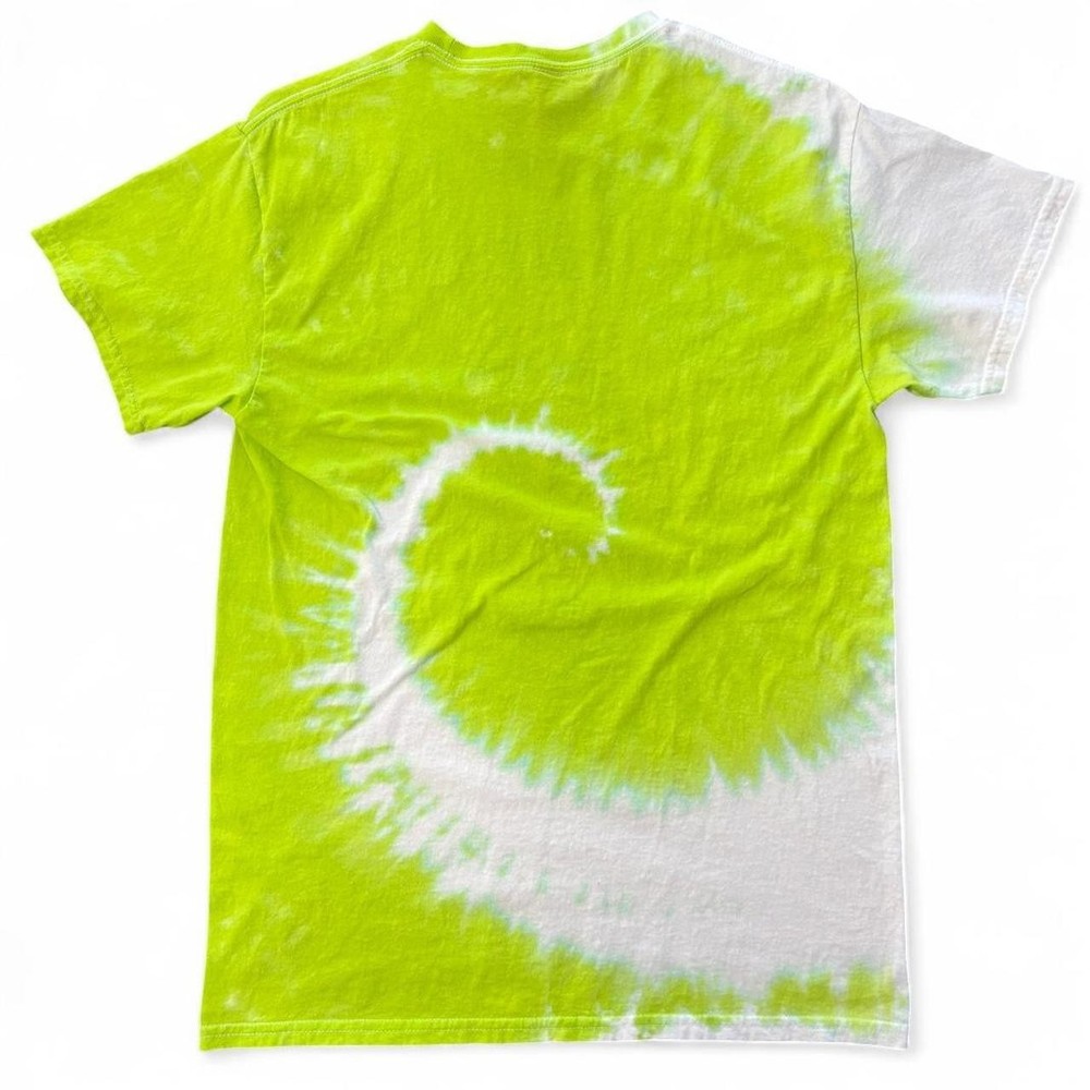 Gildan Light Cotton Tie-Dye T-Shirt Size M Neon Lime Green Spiral