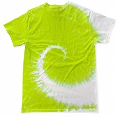 Gildan Light Cotton Tie-Dye T-Shirt Size M Neon Lime Green Spiral