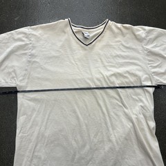 Jerzees Shirt Mens XL White V Neck 362 Trim Collar Casual Basic Tee Cotton