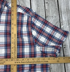 Men’s XL /TG Aeropostale NYC Short Sleeve Button Up Plaid Blue White Red Green