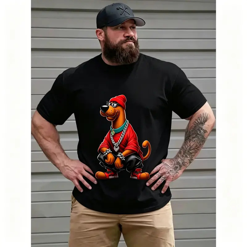 Summer t Shirts Men’s Plus Size Hip-Hop Cartoon Animal Graphic T-Shirt