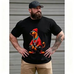 Summer t Shirts Men’s Plus Size Hip-Hop Cartoon Animal Graphic T-Shirt