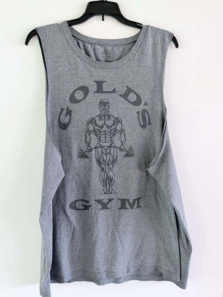 Gold’s Gym Mens Muscle Bodybuilding T Shirt Sleeveless Gray XL RARE