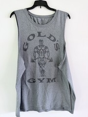 Gold’s Gym Mens Muscle Bodybuilding T Shirt Sleeveless Gray XL RARE