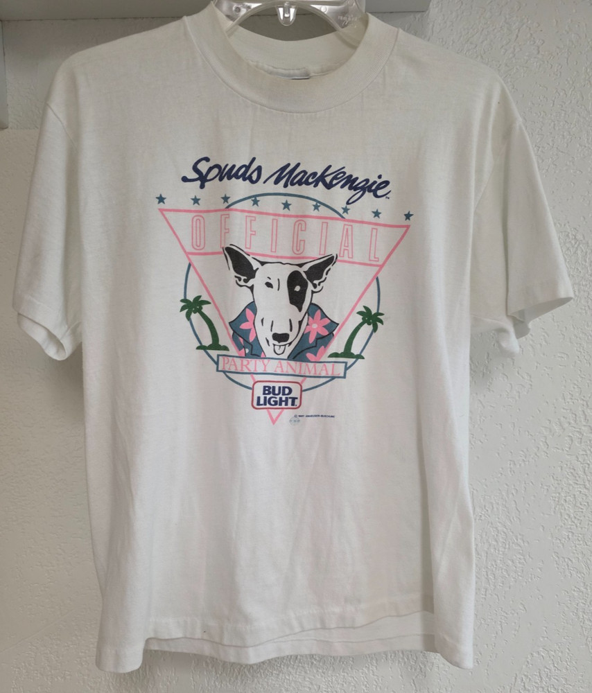 Vintage 80s Budweiser Spuds Mackenzie Party Animal T-Shirt .