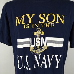 VINTAGE United States Navy Shirt Adult L Blue My Son Is In The Navy 90s Glitter