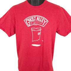 Ghost Alley Espresso T Shirt Mens Size Medium Red Seattle Pike Place Coffee