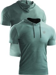 Men’s 3 Pack Dry Fit Running Shirt Workout Athletic Shirt with Hoods,Navy Blu…