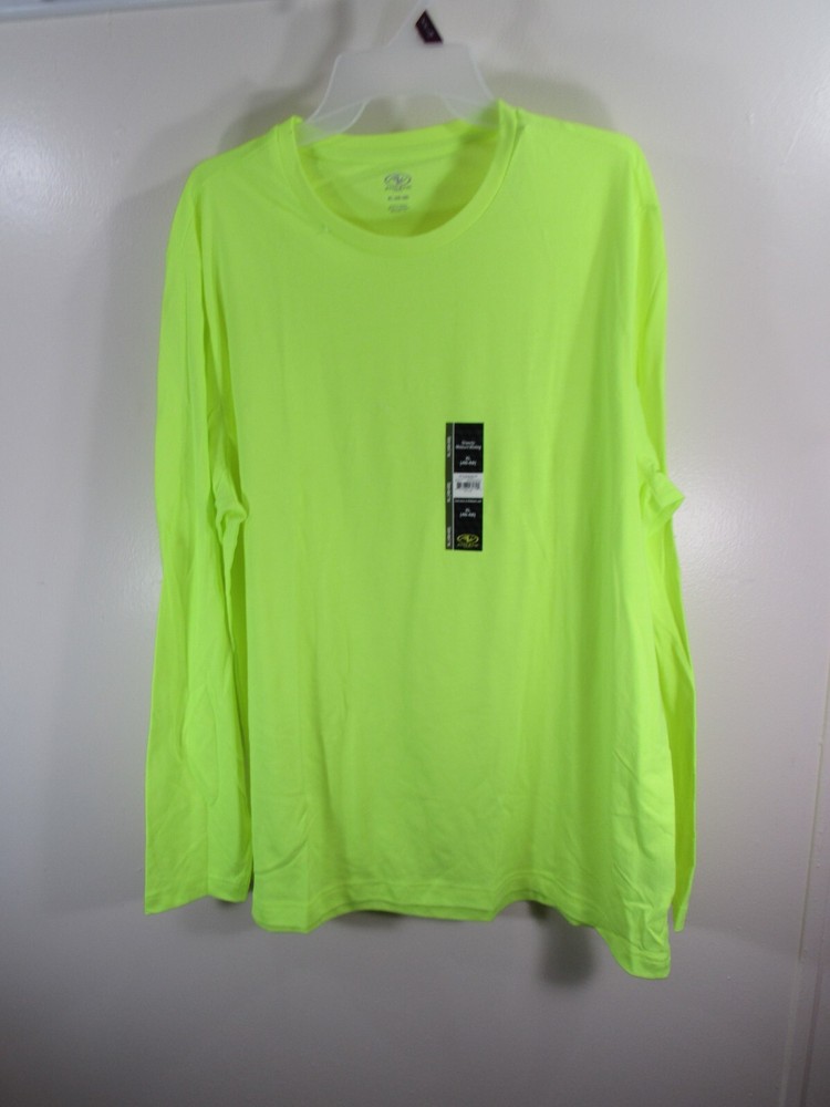 New Athletic Works Men T Shirt Size XL 46 48 Acid Yellow Long Sleeve