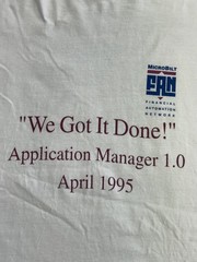 Vintage Computer Tech Tee 1995 MicroBilt Fan App Manager 1.0