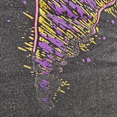 Vintage 90s World Map Camp T-Shirt Mens L Black Double Sided Neon Rave Single S