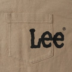 Vinage 80s Lee jeans Pocket T shirt Tee Size Small Logo Spellout Tan Short Sleev
