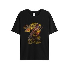 Fashion Trend Dragon Hot Diamonds Rhinestones Black Summer Luxury Men T-Shirt