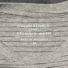Banana Republic Shirt Mens M Gray Black Striped Premium Wash Tee Crew Neck