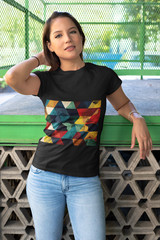 Geometric Retro Triangle Pattern T-Shirt | Abstract Colorful Design