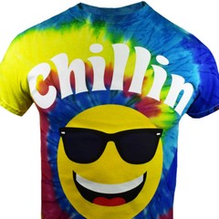 CHILLIN Emoji Men’s T-shirt – Tee Luv – Funny -Tie Dye -Hippie–Size: SMALL