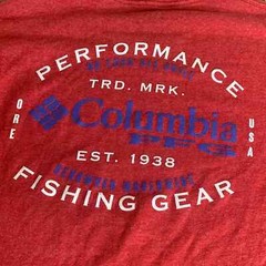 Columbia PFG Mens T Shirt Small Red Short Cap Sleeves Crew Neck Straight Hem