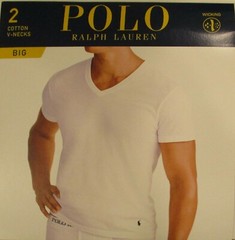 2 POLO RALPH LAUREN 2XL 3XL 4XL COTTON WHITE BLACK V NECK T-SHIRTS UNDERSHIRTS