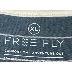 Free Fly Mens XL Bamboo Performance Striped Pocket T-Shirt Blue White Crew Neck
