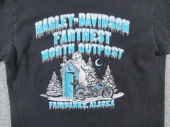Harley Davidson Shirt Mens Medium Black Fairbanks Alaska Wolves Vintage Y2K