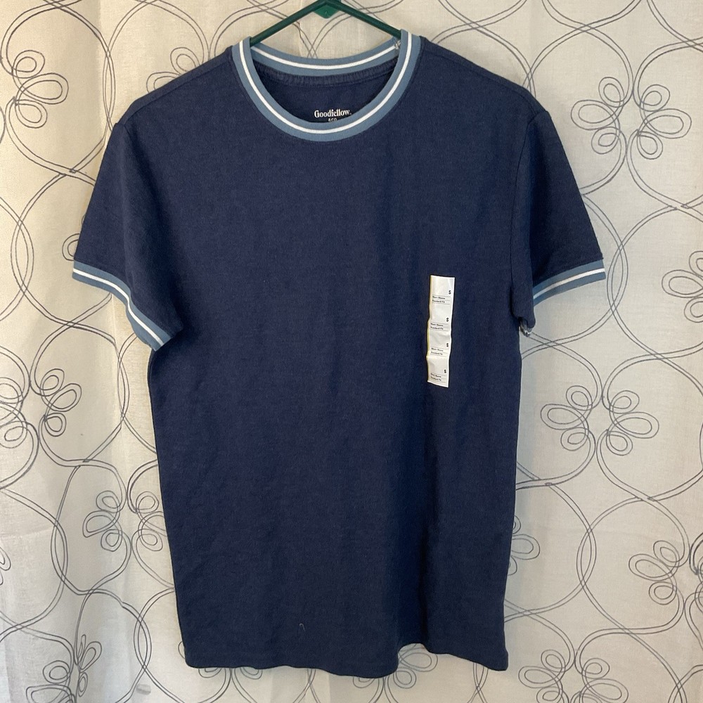 New Goodfellow & Co. Men’s Standard Fit Dark Blue Short Sleeve Shirt Size Small