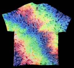 *New* 2XL – Sm Handmade Tie Dye, Spectrum Rainbow Waves Cruncht Crinkle