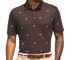 NEW MENS ADIDAS ORIGINALS MONOGRAM TREFOIL POLO SHIRT ~ XL ~ #JX9265 BROWN PINK