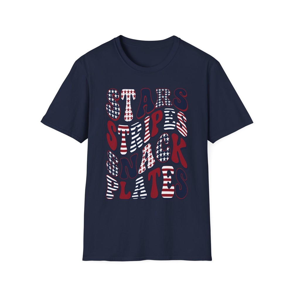 Stars Stripes Snack Plates T-Shirt Funny 4th of July BBQ Foodie 250 Years S-3XL