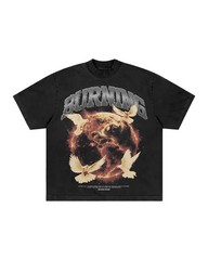Burning Dove Graphic T Shirt Peace Bird Vintage Streetwear Tee Unisex