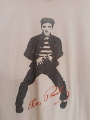 Elvis Presley white short sleeved graphic tee size large poly cotton blend AS IS