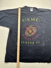 USMC United States Marine Corps Semper Fi Black T Shirt XL Made in America