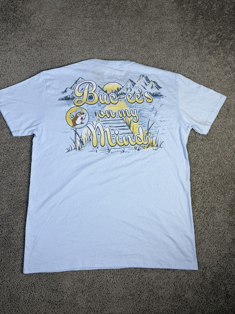 Buc-ee’s Shirt Mens XL Blue Short Sleeve Graphic Crew Neck Tagless Cotton