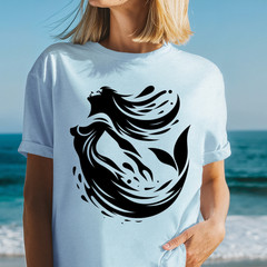 Mermaid Silhouette T-Shirt | Ocean Wave Illustration Tee, Mermaid Vibes Shirt