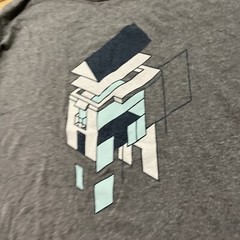 Geometric Art House Shirt Men L Stretch Graphic Tee Gray Casual Short Sleeve