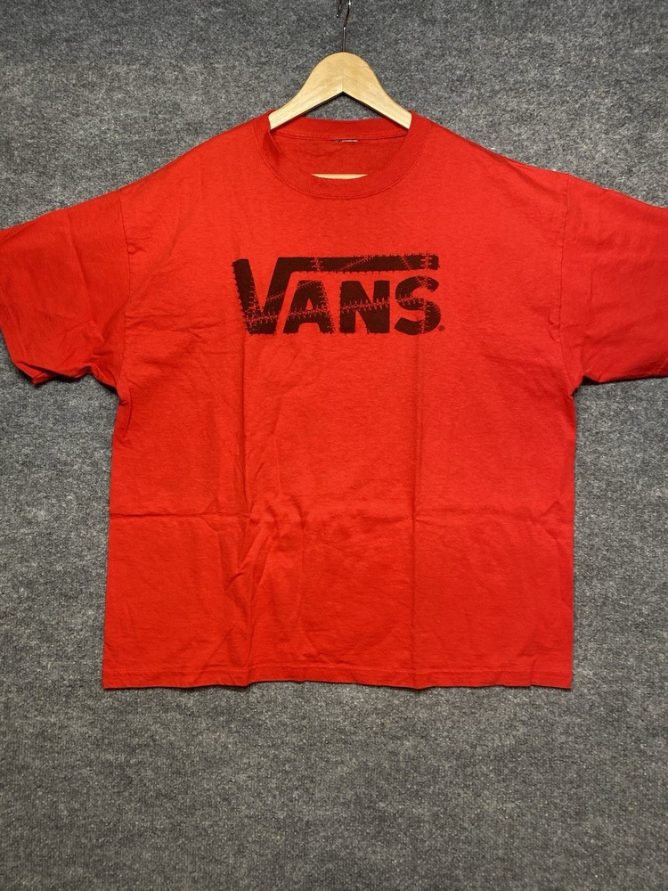 Vans Shirt Mens XL Red Logo Graphic Tee T-Shirt Skateboard Classic No Size Tag.