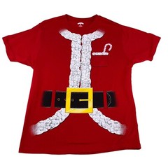 Holiday Time Mens Christmas Santa Claus T-Shirt Tee Size Medium Red Short Sleeve