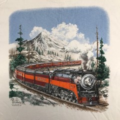 Vintage Train Steam Locomotive T Shirt Mens Large White Graphic All Sport