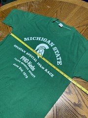Vintage 1970s 1979 Made In USA Michigan State Spartans 10k Race Green T Shirt XL