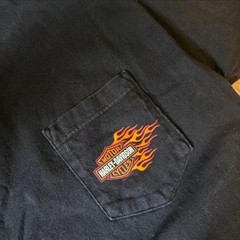 VTG Y2K Harley-Davidson Flame Pocket Tee Size L 2004 Biker Motorcycle Grunge USA