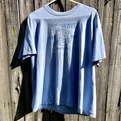 Snoopy Surfing T-Shirt VTG Met Life Insurance Advertising Peanuts XL Light Blue
