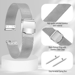 Stainless Steel Mesh Watch Band for Men Women,Quick Release Mesh Watch Straps…