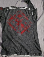 Affliction Thermal Long Sleeve Shirt Reversible Gray/Red/ Black L/XL? 20in FLAT